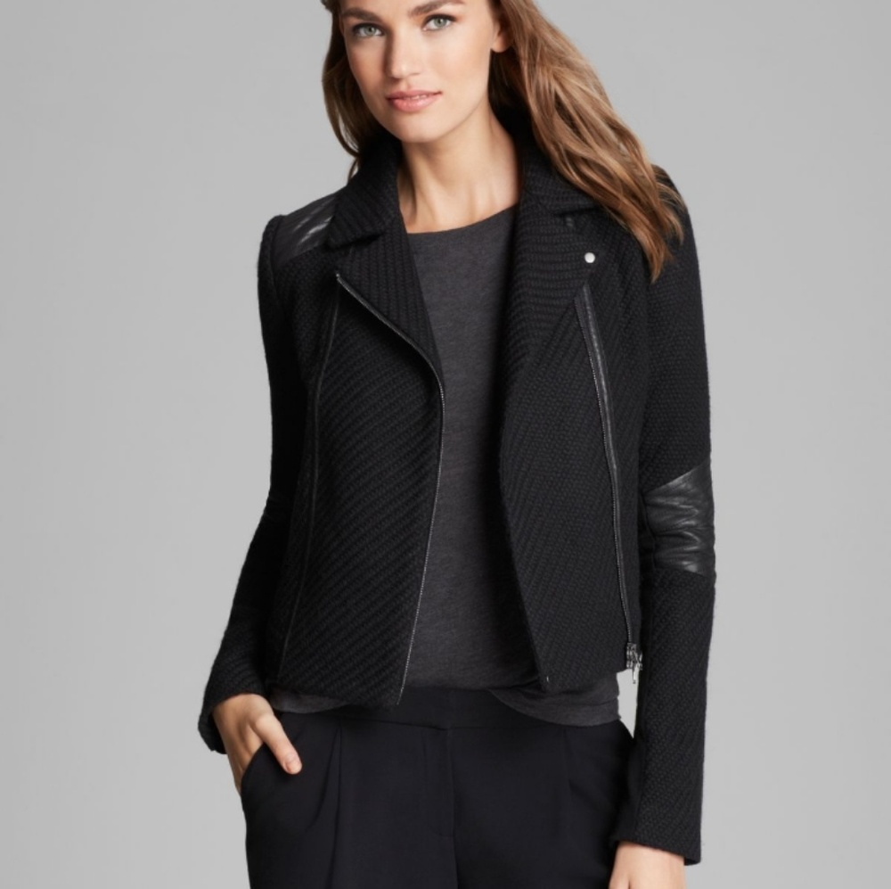 Vince Boucle/Leather Moto Jacket - Picture 1 of 8